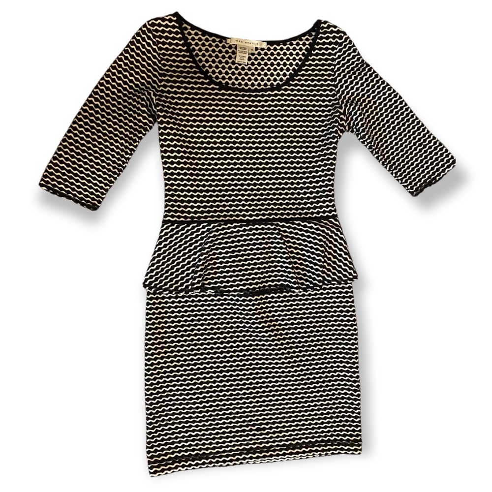 Black and white peplum dress